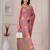 Light pink kalamkari silk blend party and wedding wear saree with blouse