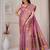 Light pink kalamkari silk blend party and wedding wear saree with blouse