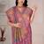 Light pink kalamkari silk blend party and wedding wear saree with blouse