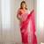 Light pink georgette embroidery border & sequins saree whit blouse