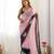 Pink & black georgette embroidery border & sequins saree whit blouse