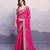 Pink georgette thared work embroidery border & leheriya printed saree whit blouse