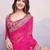 Pink georgette thared work embroidery border & leheriya printed saree whit blouse