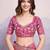 Pink georgette thared work embroidery border & leheriya printed saree whit blouse