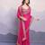 Pink georgette thared work embroidery border & leheriya printed saree whit blouse
