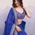 Blue georgette thared work embroidery border & leheriya printed saree whit blouse