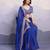 Blue georgette thared work embroidery border & leheriya printed saree whit blouse