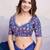 Blue georgette thared work embroidery border & leheriya printed saree whit blouse