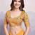 Yellow georgette thared work embroidery border & leheriya printed saree whit blouse
