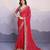 Red georgette thared work embroidery border & leheriya printed saree whit blouse