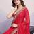 Red georgette thared work embroidery border & leheriya printed saree whit blouse