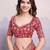 Red georgette thared work embroidery border & leheriya printed saree whit blouse