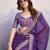 Purple georgette thared work embroidery border & leheriya printed saree whit blouse