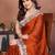 Orange silk blend embroidery saree whit blouse