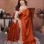 Orange silk blend embroidery saree whit blouse