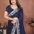 Navy blue silk blend embroidery saree whit blouse