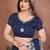Navy blue silk blend embroidery saree whit blouse