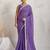 Purple georgette embroidery work lace border solid saree whit blouse