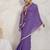 Purple georgette embroidery work lace border solid saree whit blouse