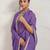 Purple georgette embroidery work lace border solid saree whit blouse