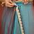 Teal chiffon embroidery work lace border solid saree whit blouse