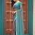 Teal chiffon embroidery work lace border solid saree whit blouse