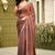 Brown chiffon embroidery work lace border solid saree whit blouse