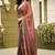 Brown chiffon embroidery work lace border solid saree whit blouse