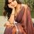 Brown chiffon embroidery work lace border solid saree whit blouse