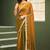 Gold chiffon embroidery work lace border solid saree whit blouse