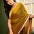 Gold chiffon embroidery work lace border solid saree whit blouse