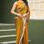 Gold chiffon embroidery work lace border solid saree whit blouse