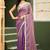 Lilac georgette embroidery work lace border solid saree whit blouse