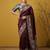 Maroon silk blend printed woven design saree whit blouse