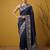 Navy blue silk blend printed woven design saree whit blouse