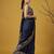 Navy blue silk blend printed woven design saree whit blouse