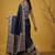 Navy blue silk blend printed woven design saree whit blouse