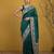 Teal silk blend printed woven design saree whit blouse