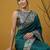 Teal silk blend printed woven design saree whit blouse