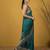 Teal silk blend printed woven design saree whit blouse