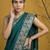 Teal silk blend printed woven design saree whit blouse