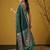 Teal silk blend printed woven design saree whit blouse