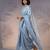 Blue silk blend printed woven design saree whit blouse