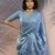 Blue silk blend printed woven design saree whit blouse