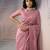 Pink silk blend printed woven design saree whit blouse