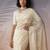 Cream silk blend printed woven design saree whit blouse
