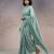 Light green silk blend printed woven design saree whit blouse