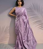 Lilac silk blend printed woven design saree whit blouse