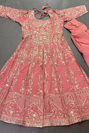 Pink Silk Party Embroidery Crop Top Blouse Lehenga