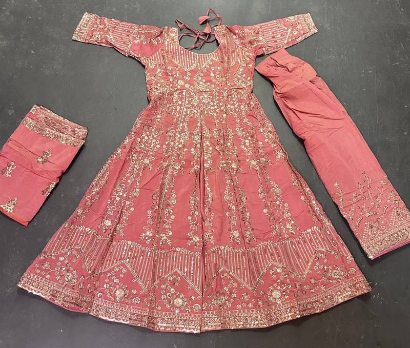 Pink Silk Party Embroidery Crop Top Blouse Lehenga